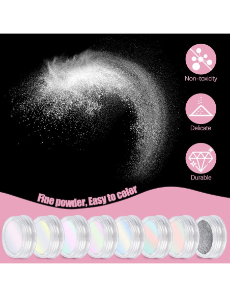 Kit 8 Tarros Polvo de Uñas Cromado Artdone Efecto Espejo Kit 8 Tarros Polvo de Uñas Cromado Artdone Efecto Espejo