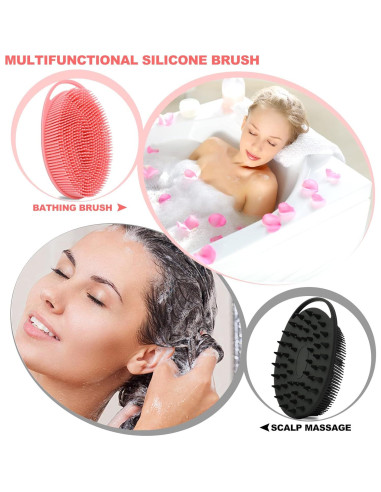 Juego de 2 Exfoliadores Corporales de Silicona HAYSNA - Negro y Rosa