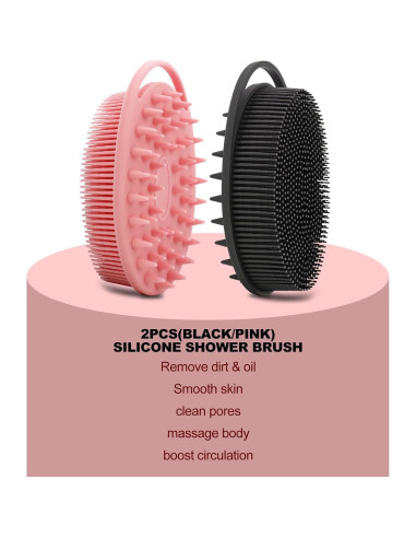 Juego de 2 Exfoliadores Corporales de Silicona HAYSNA - Negro y Rosa