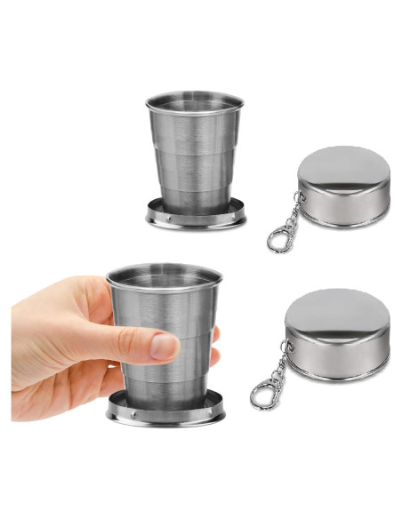 Taza Plegable de Acero Inoxidable HYSENE 148ml para Viaje Taza Plegable de Acero Inoxidable HYSENE 148ml para Viaje