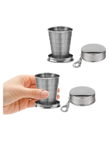 Taza Plegable de Acero Inoxidable HYSENE 74.9ml para Viaje