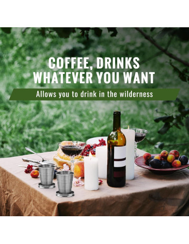 Taza Plegable de Acero Inoxidable HYSENE 148ml para Viaje