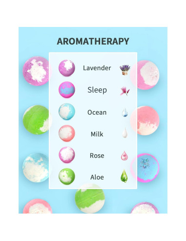 Set de 6 Bombas de Baño Iluminadas SHARLOVY 120g Aromas Naturales