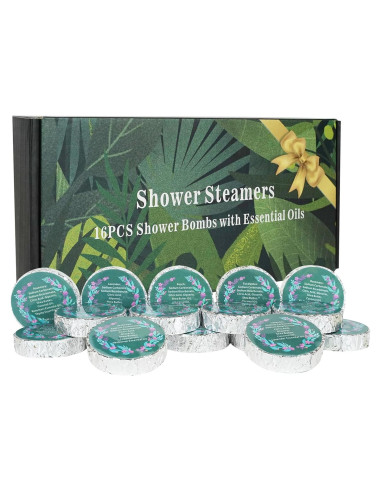 Paquete de 16 Bombas de Ducha Aromaterapia EASESEC - 8 Aromas Naturales
