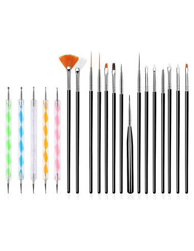 20PCS Herramientas de Arte para Uñas FULINJOY - Pinceles y Bolígrafos
