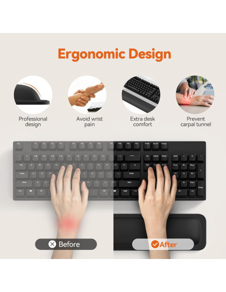 Reposamuñecas Ergonómico TECKNET de Espuma Memoria 43.2x8.4cm Reposamuñecas Ergonómico TECKNET de Espuma Memoria 43.2x8.4cm