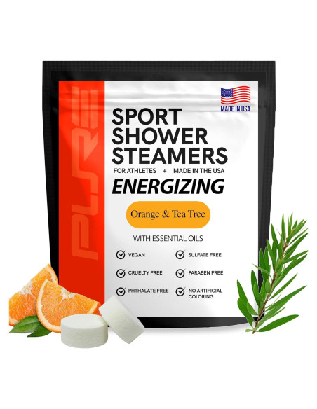 Steamers de Ducha Energizantes Pure Athlete - Naranja y Árbol de Té Steamers de Ducha Energizantes Pure Athlete - Naranja y Árbol de Té