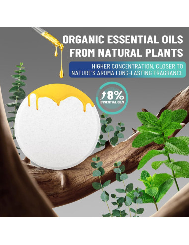 Bombas de Ducha Aromaterapia Orgánicas YOJFOJV - 6 Piezas Eucalipto