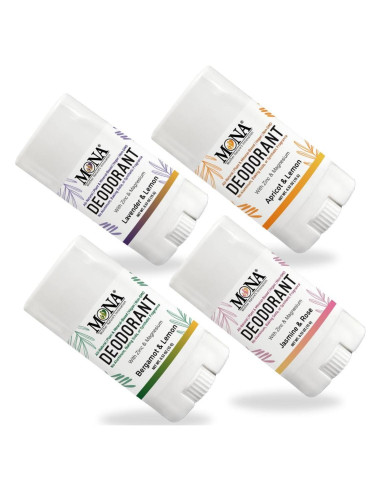 Desodorante Natural MONA para Piel Sensible - Paquete de Viaje 4x15g
