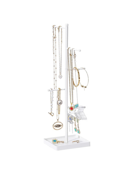 Organizador de Joyería Lolalet Blanco con 10 Percheros y Bandeja Organizador de Joyería Lolalet Blanco con 10 Percheros y Bandeja