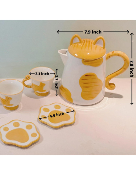 Juego de té de cerámica CSZPJLALA en forma de gato - 4 piezas Juego de té de cerámica CSZPJLALA en forma de gato - 4 piezas