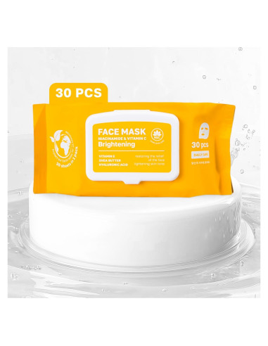 Set de 30 Mascarillas Faciales Coreanas NSC con Niacinamida y Vitamina C