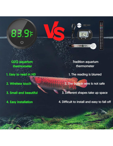Termómetro Digital para Acuario QZQ Pantalla LED Inalámbrico