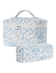 Conjunto de Bolsas de Maquillaje Floral Burskit - Algodón