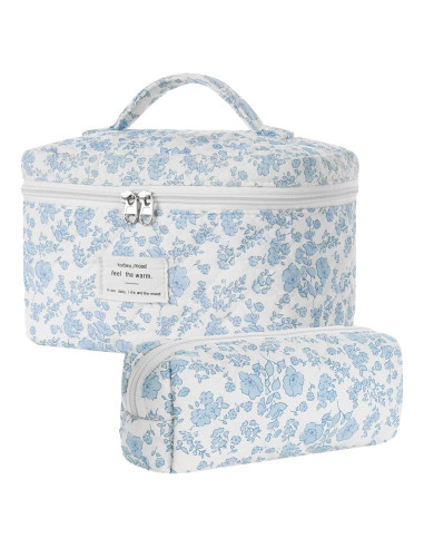 Conjunto de Bolsas de Maquillaje Floral Burskit - Algodón
