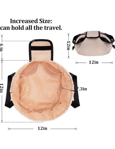 Bolsa de Maquillaje Grande Caqui con Cierre de Cordón 30x30cm