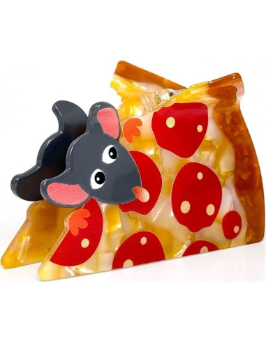 Clip de Garra para Cabello Pizza Rat - Accesorio NYC 8.9 cm