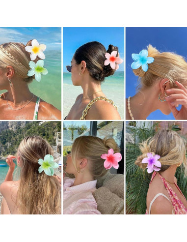 Pinzas de Garra para Cabello CHANDAT 6 PCS Flores Hawaianas