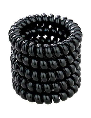 20 Coletas de Cabello Espiral Elásticas Leenchiry Negro 5.5 cm