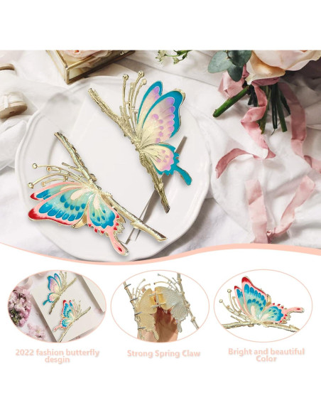 Clips de Pelo de Metal Antideslizantes ITingstere - 2 Pcs Mariposa Clips de Pelo de Metal Antideslizantes ITingstere - 2 Pcs Mariposa