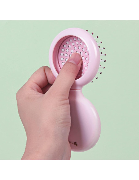 Mini Cepillo de Pelo Plegable con Espejo Trikeel Rosa 6.7cm Mini Cepillo de Pelo Plegable con Espejo Trikeel Rosa 6.7cm