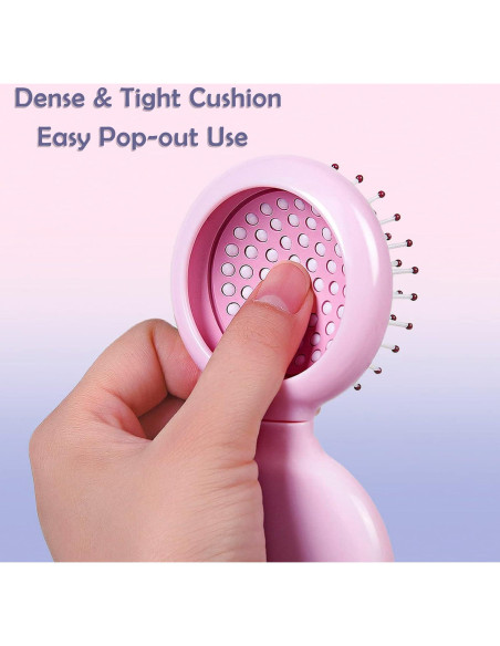 Mini Cepillo de Pelo Plegable con Espejo Trikeel Rosa 6.7cm Mini Cepillo de Pelo Plegable con Espejo Trikeel Rosa 6.7cm