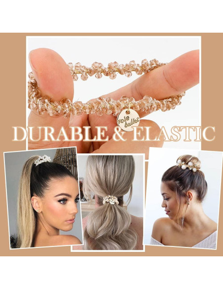 Gomas de Pelo Elásticas Ahoney 9 Pcs Perlas y Cristales Gomas de Pelo Elásticas Ahoney 9 Pcs Perlas y Cristales