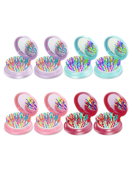 Cepillo de Cabello Plegable ONLYFU 8 Pcs con Espejo Mini Cepillo de Cabello Plegable ONLYFU 8 Pcs con Espejo Mini