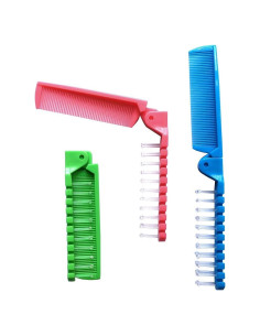 Juego de 3 Cepillos de Viaje Plegables FonteeUS - Verde/Rosa/Azul