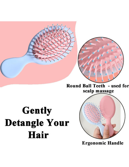 Paquete de 12 Mini Cepillos Húmedos AESPAKO para Cabello Paquete de 12 Mini Cepillos Húmedos AESPAKO para Cabello