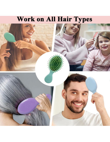 Paquete de 12 Mini Cepillos Húmedos AESPAKO para Cabello
