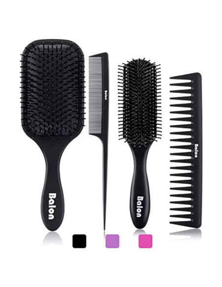 Set de 4 Cepillos Desenredantes Balon para Todo Tipo de Cabello Set de 4 Cepillos Desenredantes Balon para Todo Tipo de Cabello