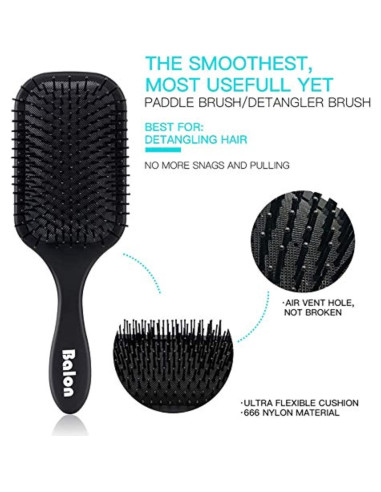 Set de 4 Cepillos Desenredantes Balon para Todo Tipo de Cabello