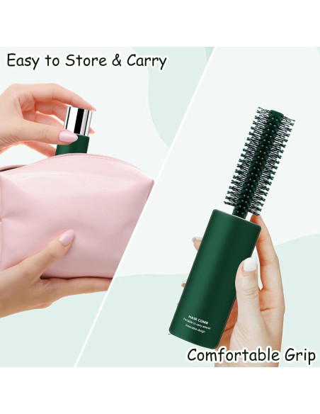 Cepillo Redondo de Viaje CANIPHA para Cabello Rizado y Liso Verde Cepillo Redondo de Viaje CANIPHA para Cabello Rizado y Liso Verde
