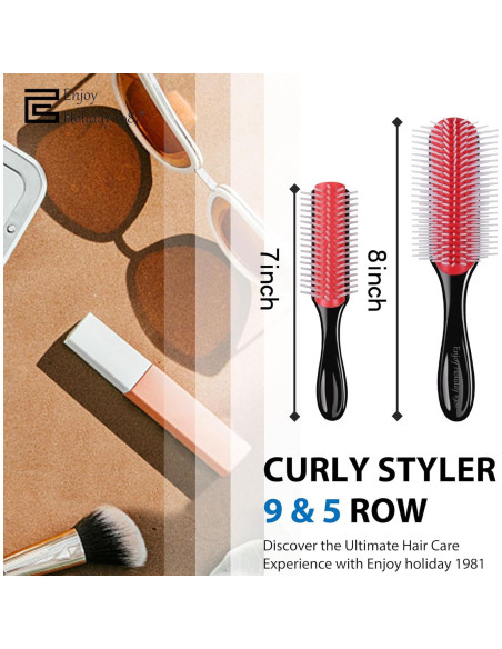 Cepillo para Cabello Rizado Enjoy Holiday 1981 2 PCS Rojo Cepillo para Cabello Rizado Enjoy Holiday 1981 2 PCS Rojo