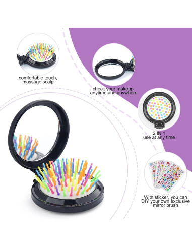Cepillo de Pelo Espejo Plegable Lilingsty 2 en 1 - 6 Colores