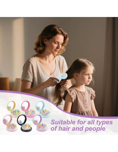 Cepillo de Pelo Espejo Plegable Lilingsty 2 en 1 - 6 Colores