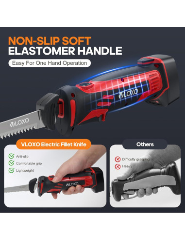 Cuchillo Eléctrico VLOXO para Filetear Pescado Inalámbrico