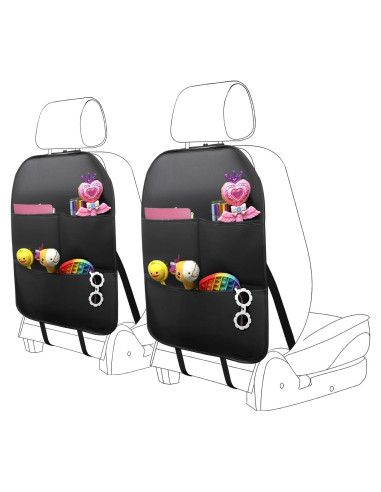 Paquete de 2 Protectores de Asiento Trasero BEITK Negro