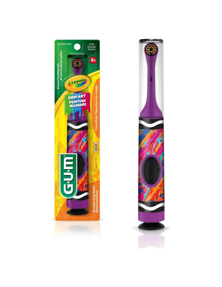 Cepillo de dientes eléctrico GUM Crayola para niños, cerdas suaves Cepillo de dientes eléctrico GUM Crayola para niños, cerdas suaves