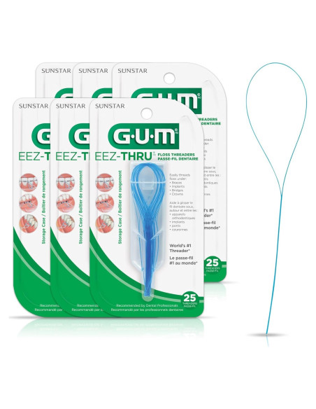 Hilos de Seda Dental GUM Eez-Thru para Frenos y Puentes - 25 Unidades Hilos de Seda Dental GUM Eez-Thru para Frenos y Puentes - 25 Unidades