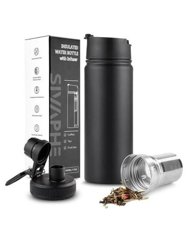 Botella Térmica de Té Sivaphe 500ml Acero Inoxidable Negro