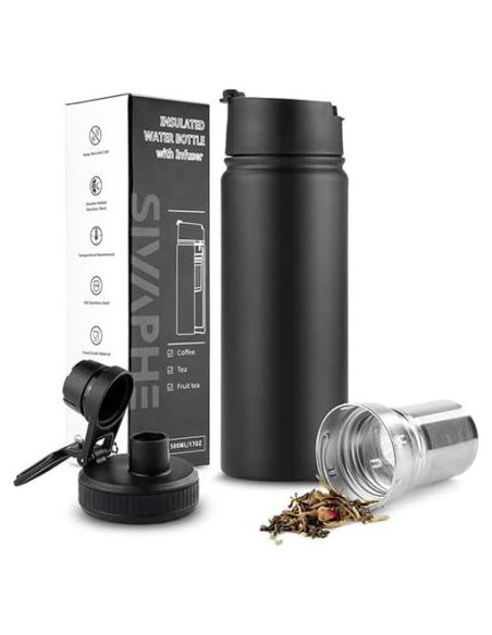 Botella Térmica de Té Sivaphe 500ml Acero Inoxidable Negro Botella Térmica de Té Sivaphe 500ml Acero Inoxidable Negro
