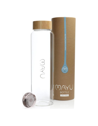 Botella de Agua de Vidrio Mayu 1.5L con Tapa de Bambú