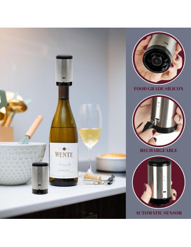 Tapón de Vino Eléctrico KUBEDIN con Bomba de Vacío Automática
