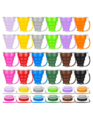 Umigy 24 Tazas Plegables Silicona 200 ml con Tapas para Camping
