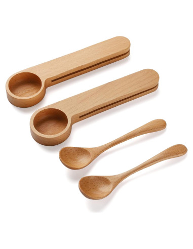 Juego de 4 Cucharas Medidoras de Madera DROENTIL 16 cm