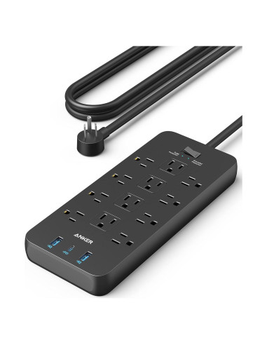 Regleta de Sobretensión Anker A9192, 12 Salidas, 1 USB-C, 2 USB-A, 1.5m