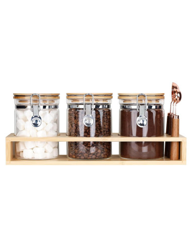 Set 3 Tarros de Vidrio Hermético KKC 800 ml con Cucharas