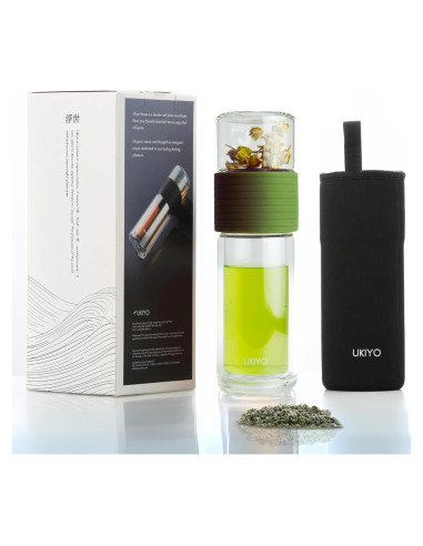 Botella de Infusión de Té Ukiyo Sense Verde 248 ml Doble Pared